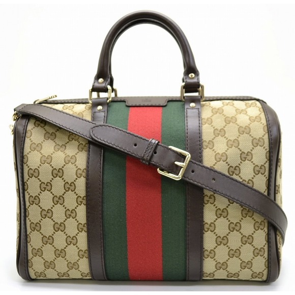 Gucci Bag Line Sherry Khaki Brown Mini Shoulder Beige GG - Picture 2 of 9